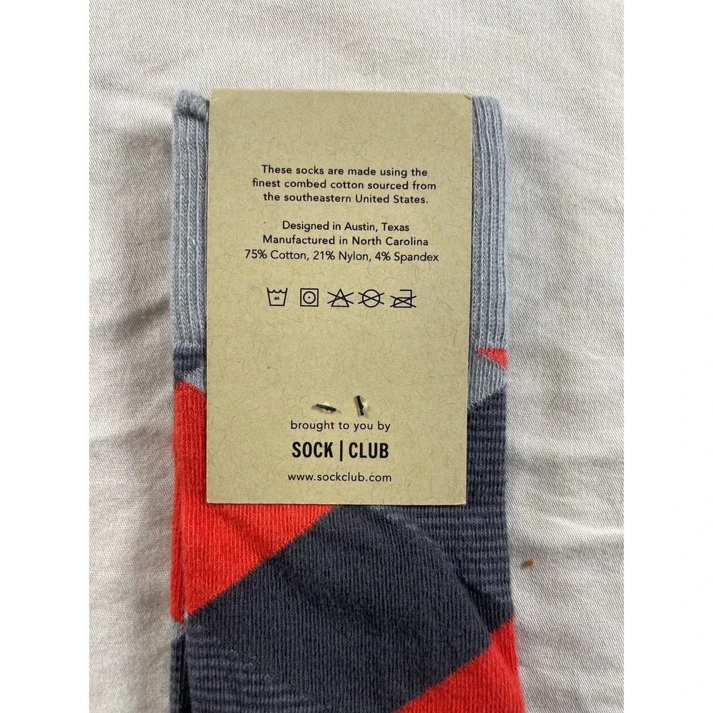Sock Club Socks Blue & Red Argyle Combed Cotton Dress Sock 1 Pair One Size